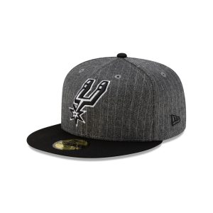 Just Caps Black Pinstripe San Antonio Spurs 59FIFTY Fitted Hat