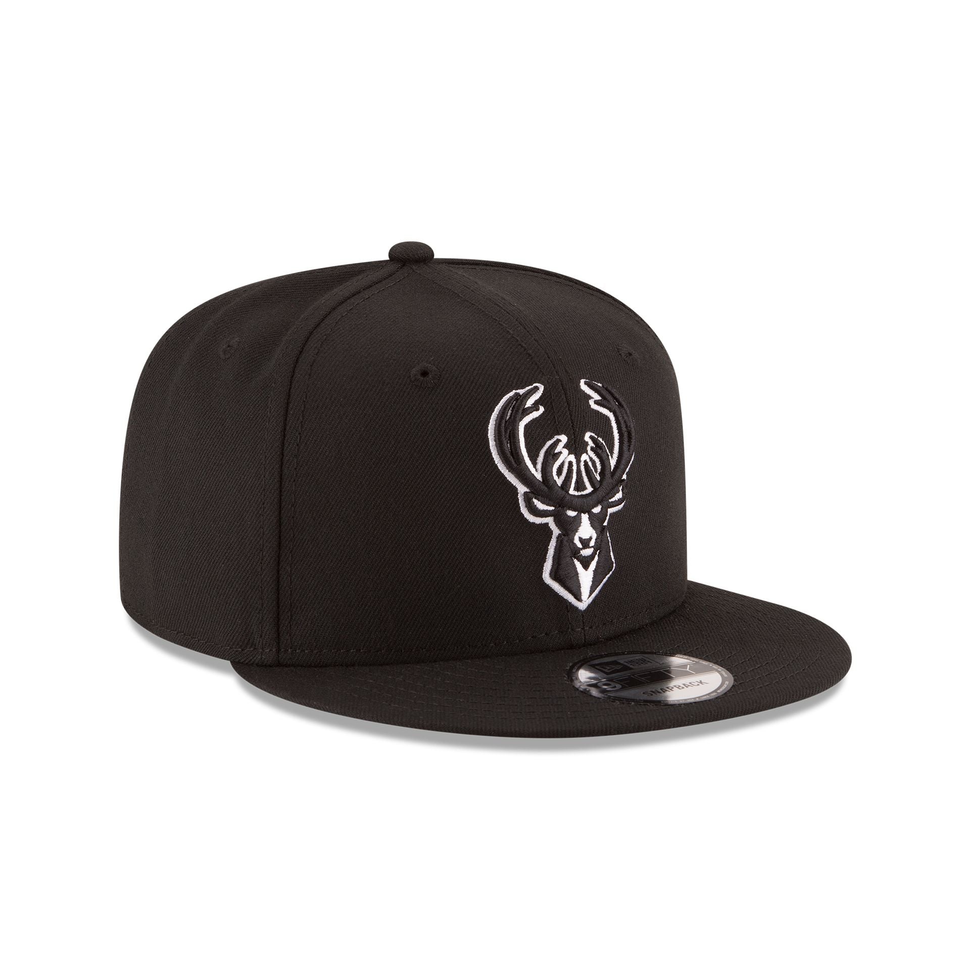 Milwaukee Bucks Basic Black & White 9FIFTY Snapback Hat - Image 3