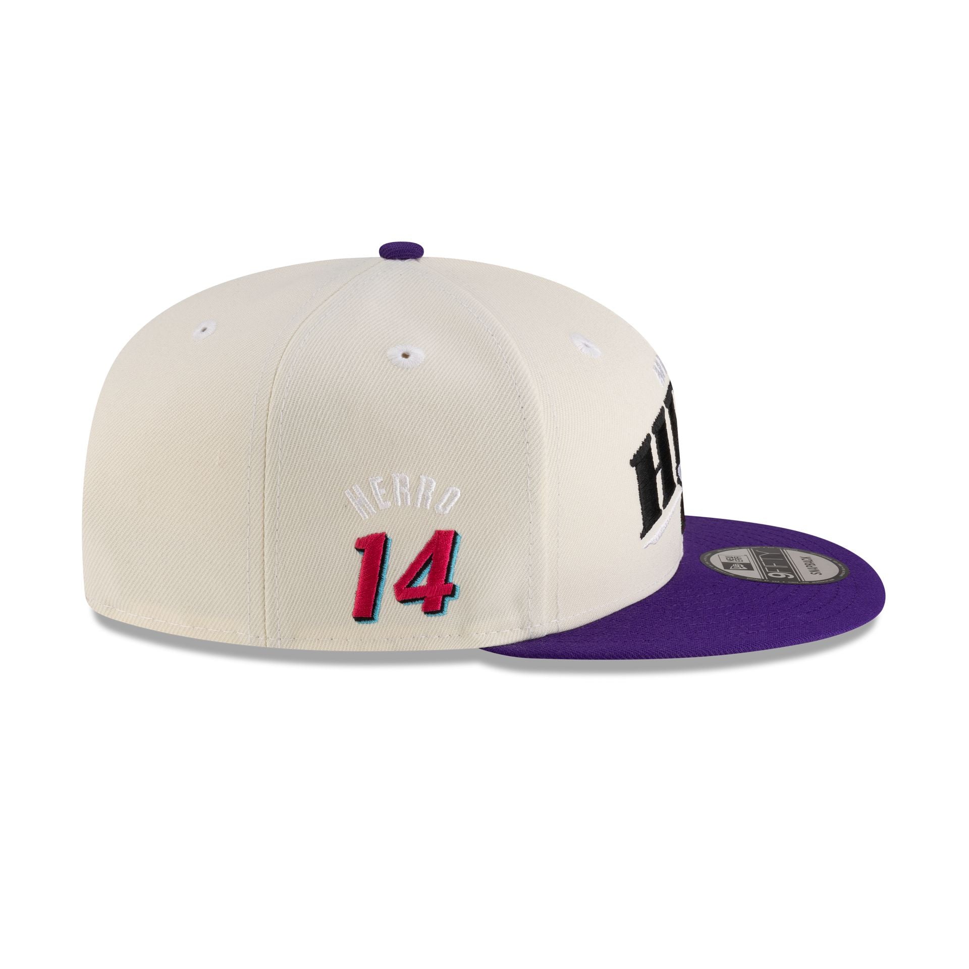Tyler Herro x Miami Heat White Purple 9FIFTY Snapback Hat - Image 4