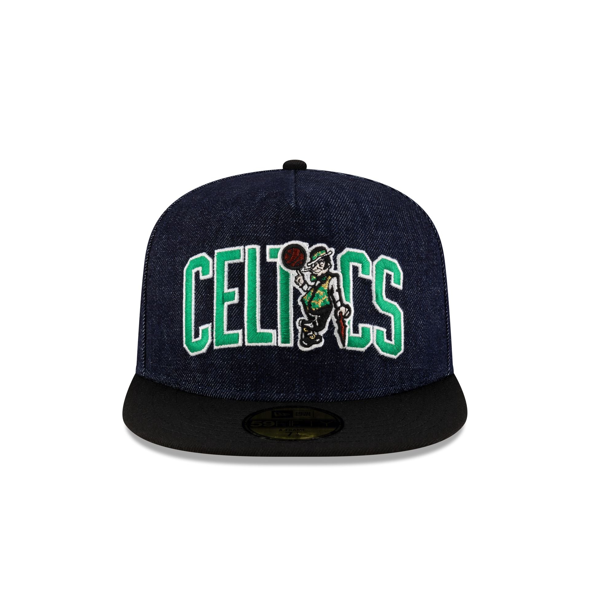 Boston Celtics Navy Denim 59FIFTY A-Frame Fitted Hat - Image 2