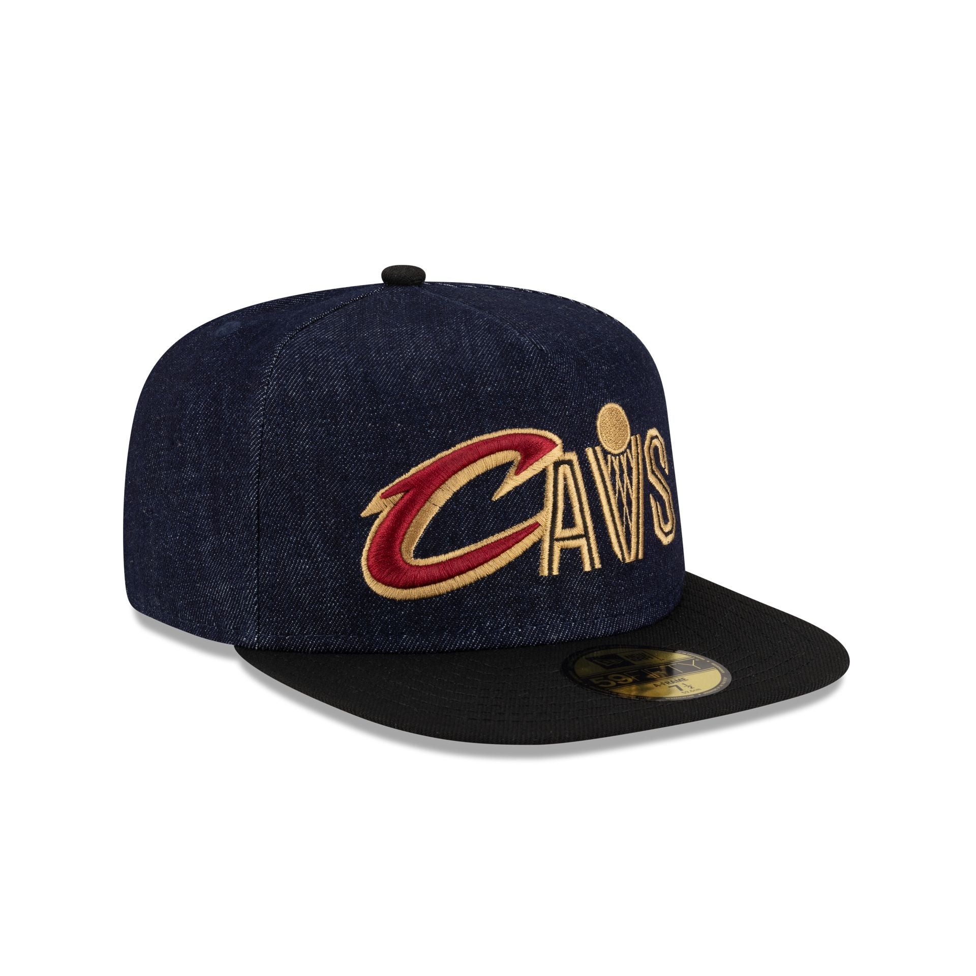 Cleveland Cavaliers Navy Denim 59FIFTY A-Frame Fitted Hat - Image 3