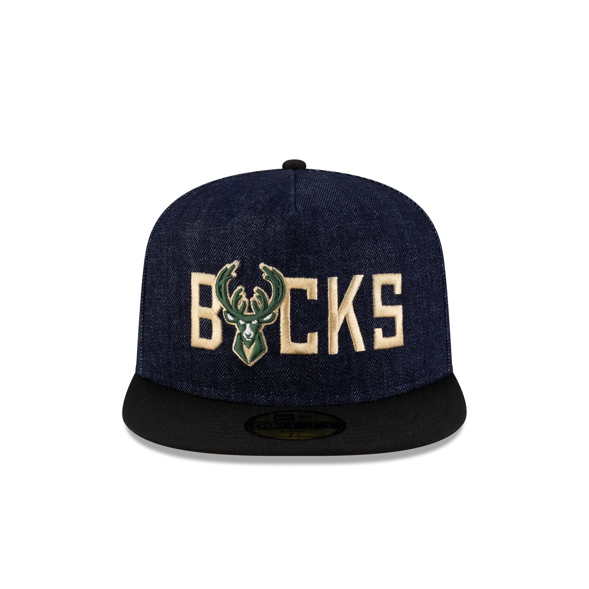 Milwaukee Bucks Navy Denim 59FIFTY A-Frame Fitted Hat - Image 2