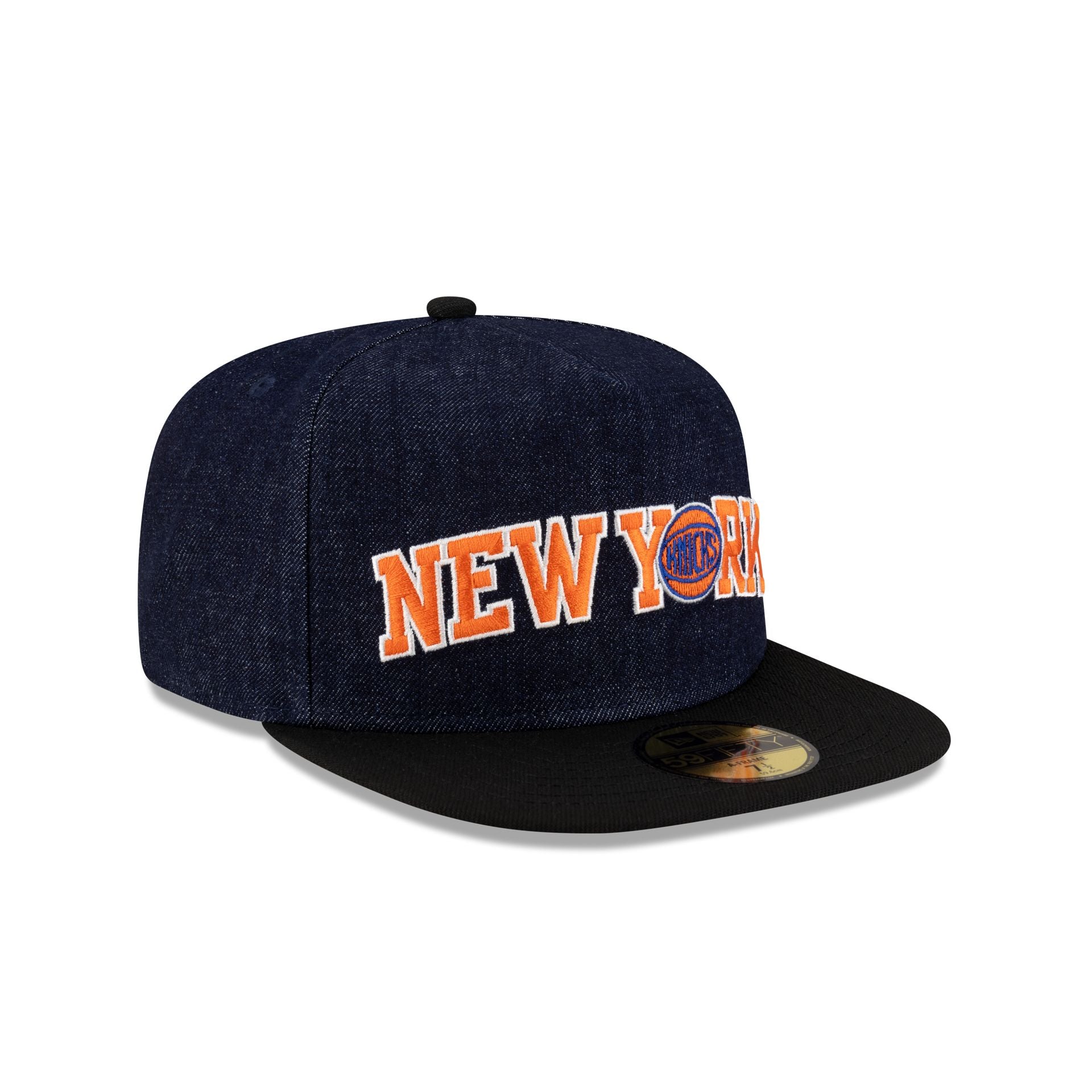 New York Knicks Navy Denim 59FIFTY A-Frame Fitted Hat - Image 3