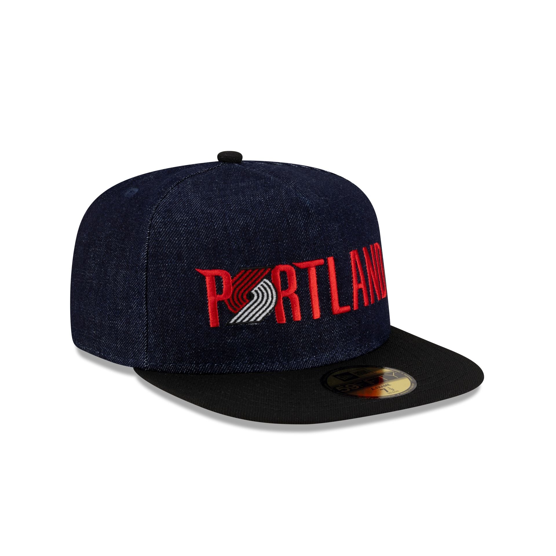 Portland Trail Blazers Navy Denim 59FIFTY A-Frame Fitted Hat - Image 3