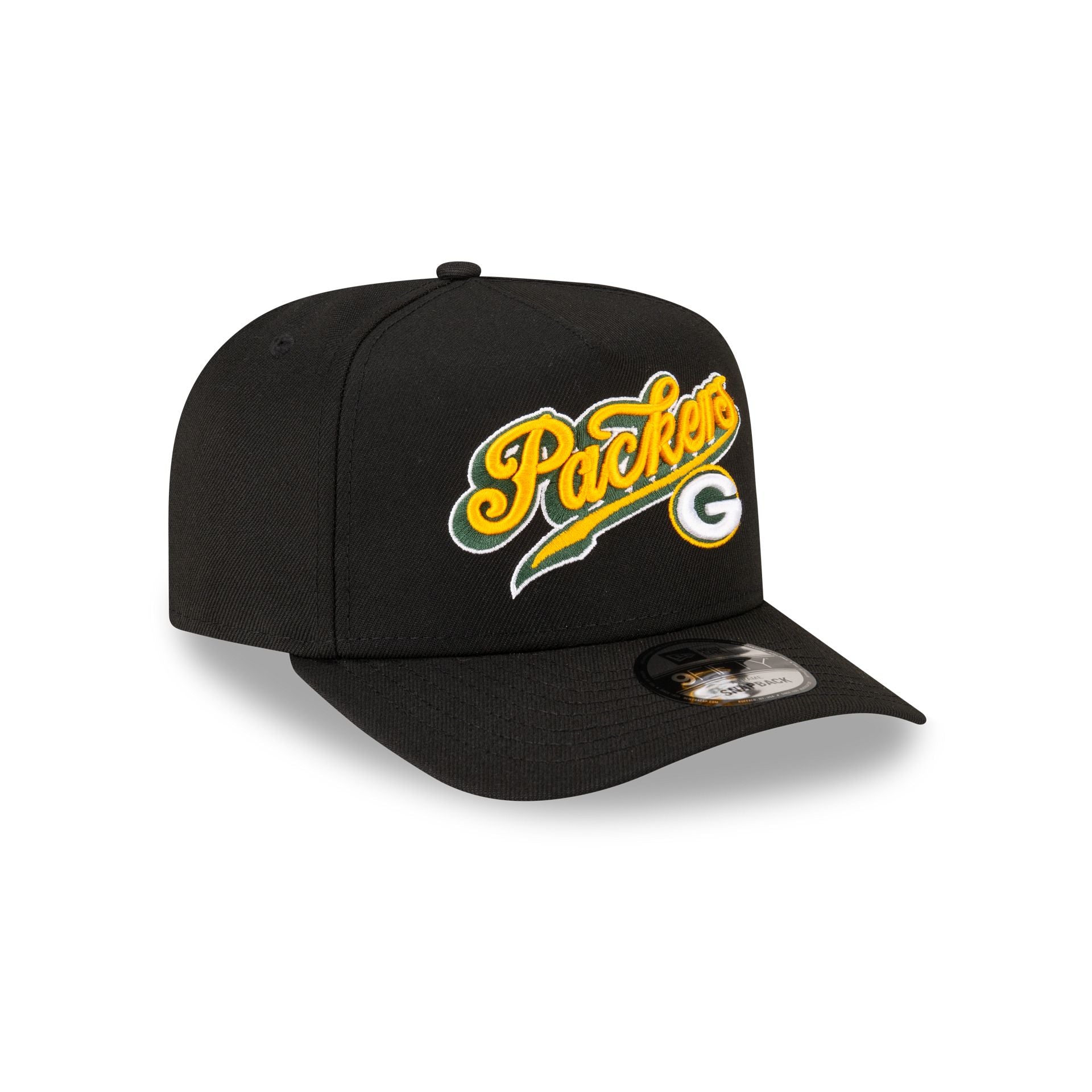 Born x Raised x Green Bay Packers Script Black 9FIFTY A-Frame Snapback Hat - Image 3