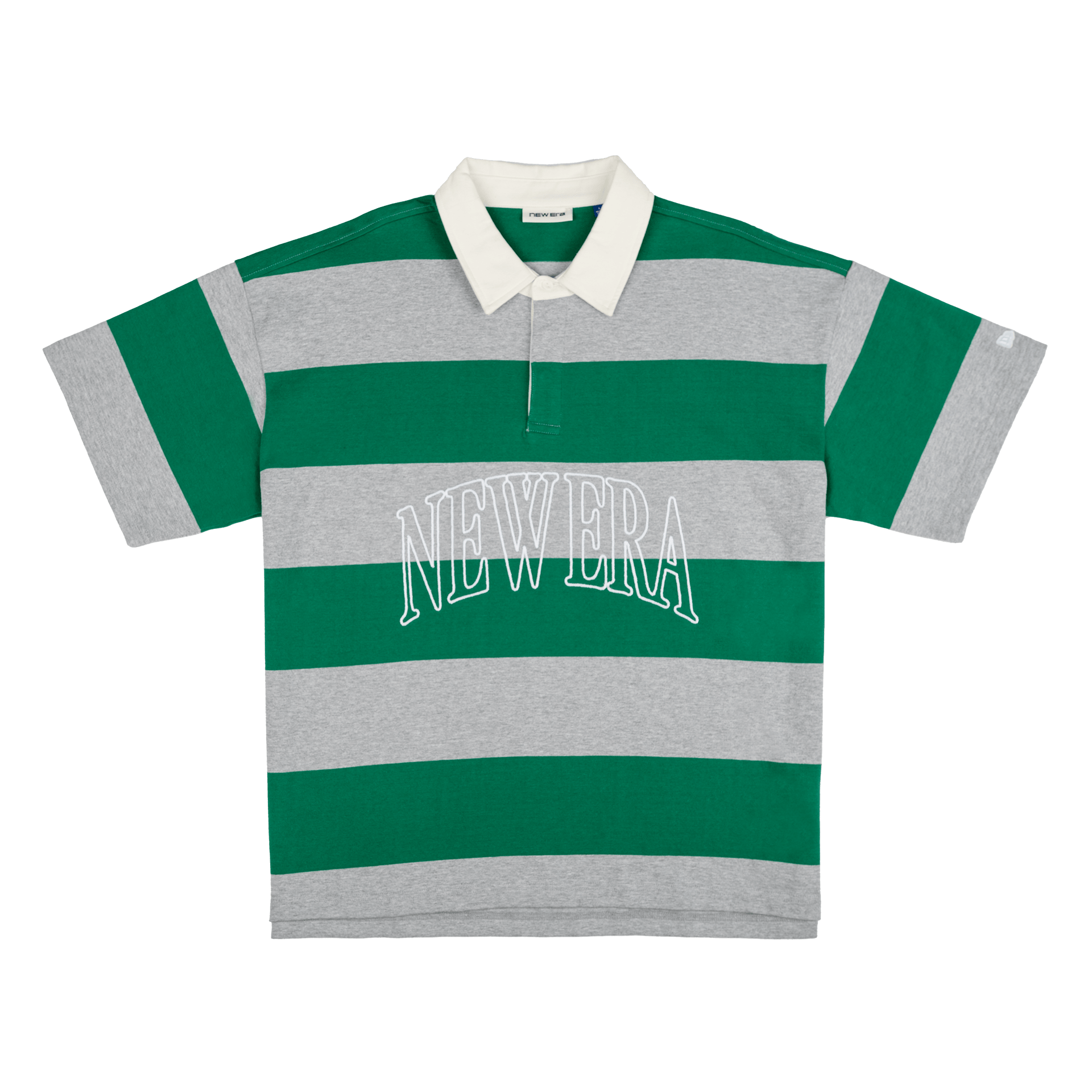 New Era Branded Embroidered Yarn Dye Kelly Green Rugby Shirt